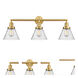 Franklin Restoration Large Cone LED 32 inch Satin Gold Bath Vanity Light Wall Light in Seedy Glass, Franklin Restoration