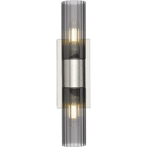 Empire 2 Light 18.5 inch Satin Nickel Bath Vanity Light Wall Light in Plated Smoke Glass