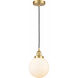 Edison Beacon 1 Light 8 inch Satin Gold Mini Pendant Ceiling Light