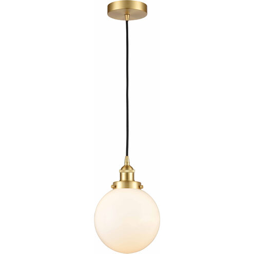 Edison Beacon 1 Light 8 inch Satin Gold Mini Pendant Ceiling Light