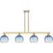 Brookhaven Globe Island Light Ceiling Light in Sapphire Blue Glass, Champagne Bronze