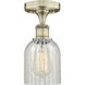 Caledonia 1 Light 5 inch Antique Brass Flush Mount Ceiling Light in Mouchette