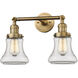 Franklin Restoration Bellmont 2 Light 6 inch Brushed Brass Bath Vanity Light Wall Light in Clear Glass, Franklin Restoration