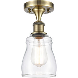 Ballston Ellery 1 Light 5 inch Antique Brass Semi-Flush Mount Ceiling Light in Incandescent, Clear Glass, Ballston