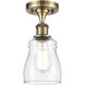 Ballston Ellery LED 5 inch Antique Brass Semi-Flush Mount Ceiling Light in Clear Glass, Ballston