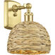 Woven Rattan Sconce Wall Light in Satin Gold