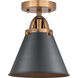 Nouveau 2 Appalachian 1 Light 8 inch Antique Copper Semi-Flush Mount Ceiling Light in Matte Black
