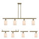 Ballston Hadley 4 Light 48 inch Antique Brass Island Light Ceiling Light in Matte White Glass, Ballston