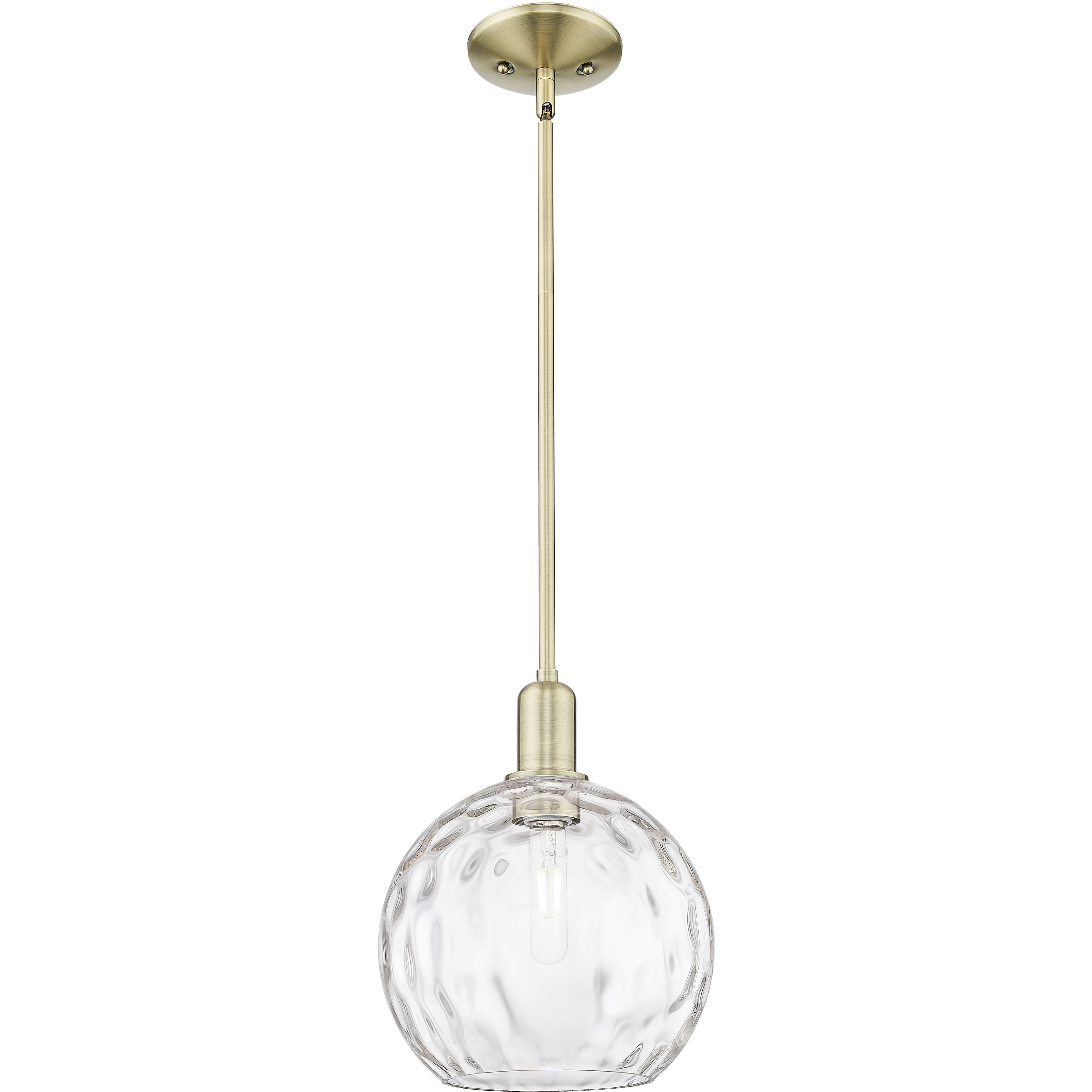Arcadia Athens Water Glass 1 Light 10 inch Antique Brass Mini Pendant Ceiling Light