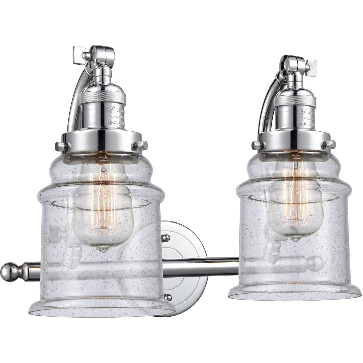 Franklin Restoration Canton LED 18 inch Polished Chrome Bath Vanity Light Wall Light in Seedy Glass, Franklin Restoration