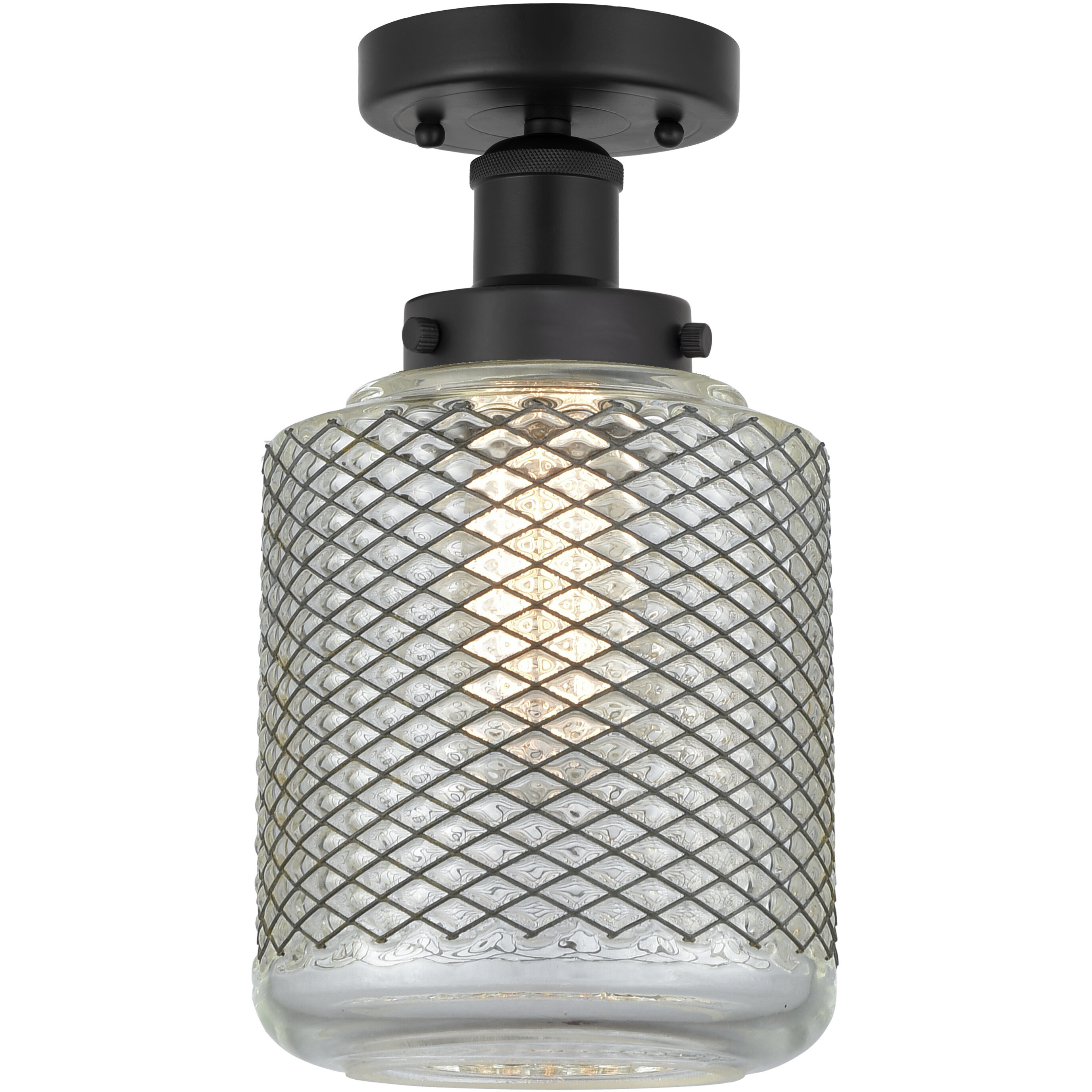 Stanton 1 Light 6 inch Matte Black Semi-Flush Mount Ceiling Light