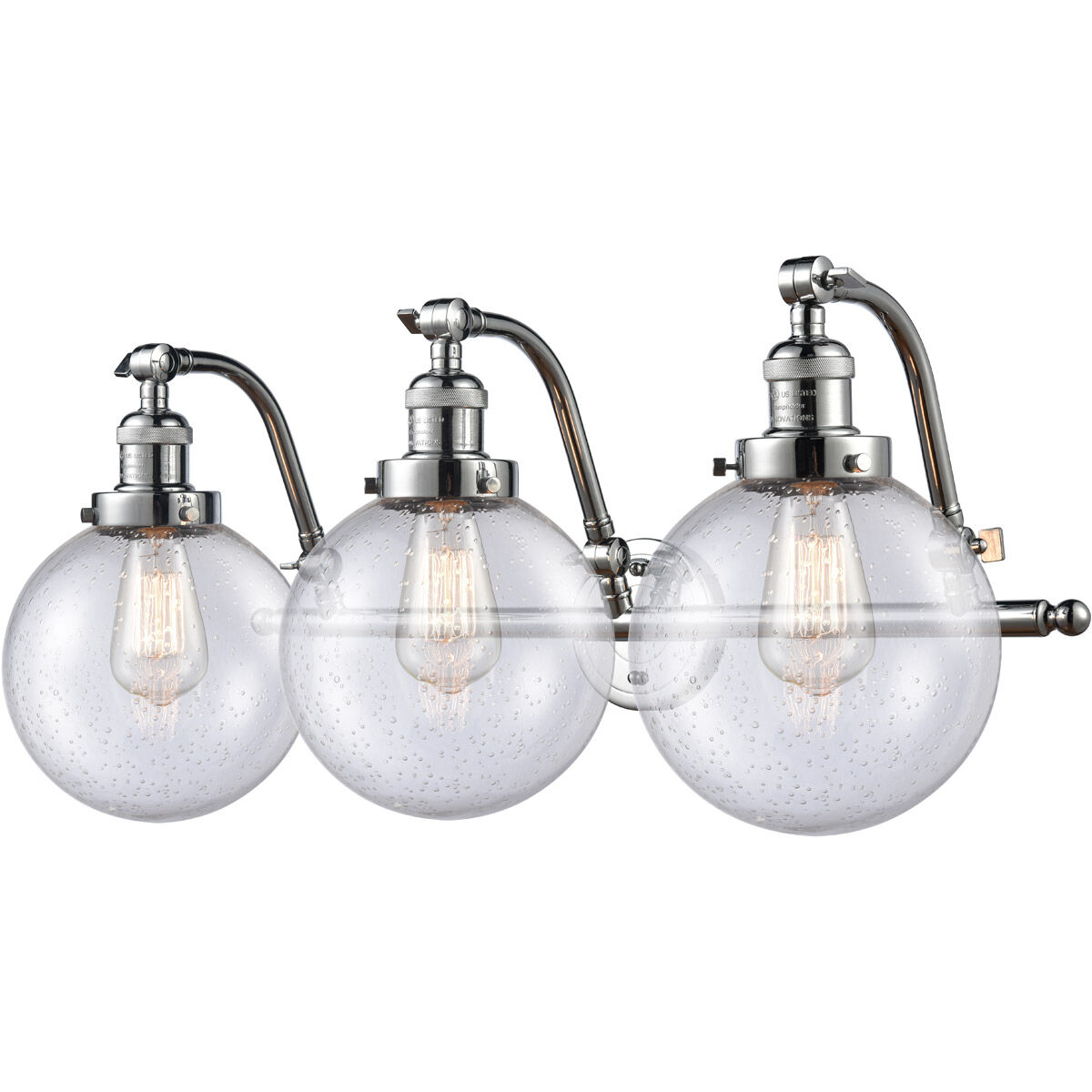 Franklin Restoration Large Beacon LED 28 inch Polished Chrome Bath Vanity Light Wall Light in Seedy Glass, Franklin Restoration