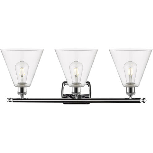 Ballston Ballston Cone 3 Light 28 inch Polished Chrome Bath Vanity Light Wall Light in Clear Glass