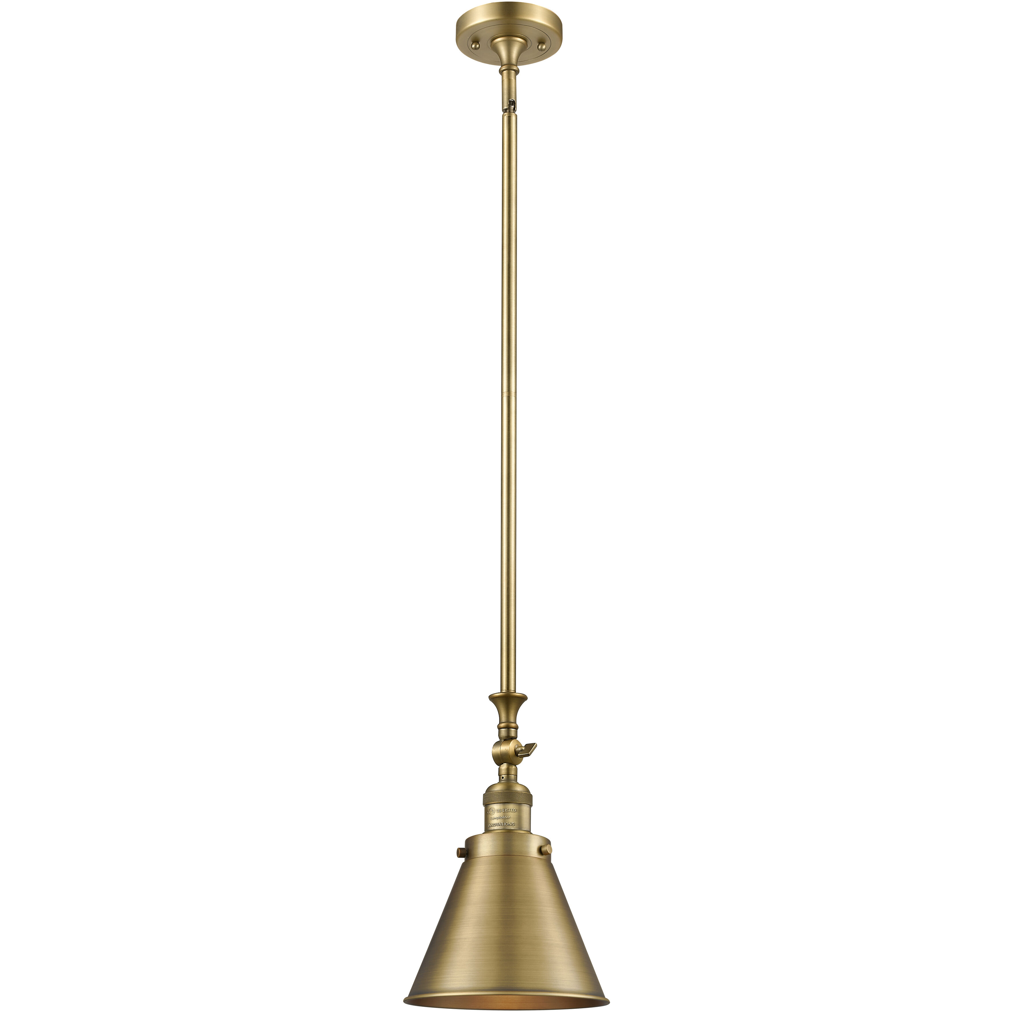 Franklin Restoration Appalachian 1 Light 8 inch Brushed Brass Mini Pendant Ceiling Light in Incandescent, Franklin Restoration