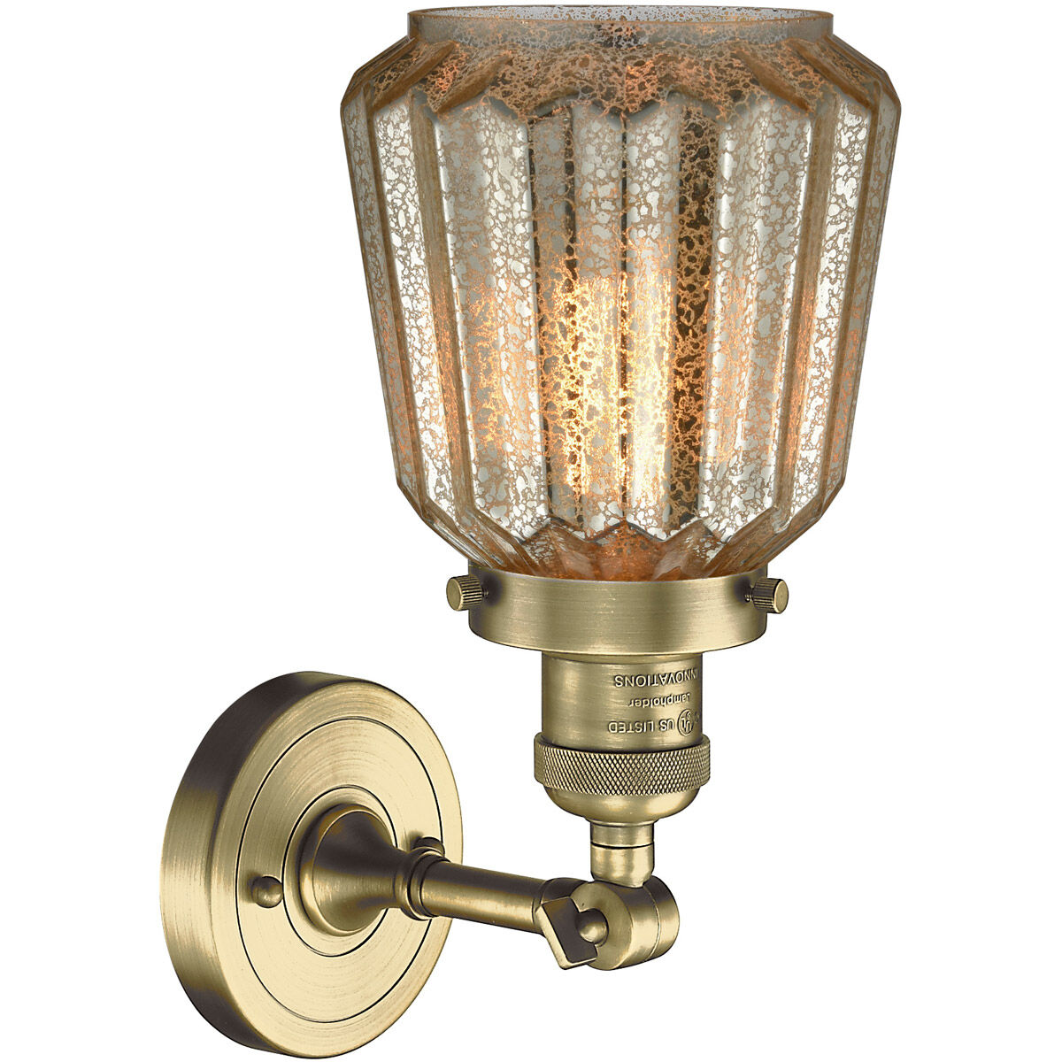 Franklin Restoration Chatham 1 Light 6 inch Antique Brass Sconce Wall Light in Incandescent, Mercury Glass, Franklin Restoration