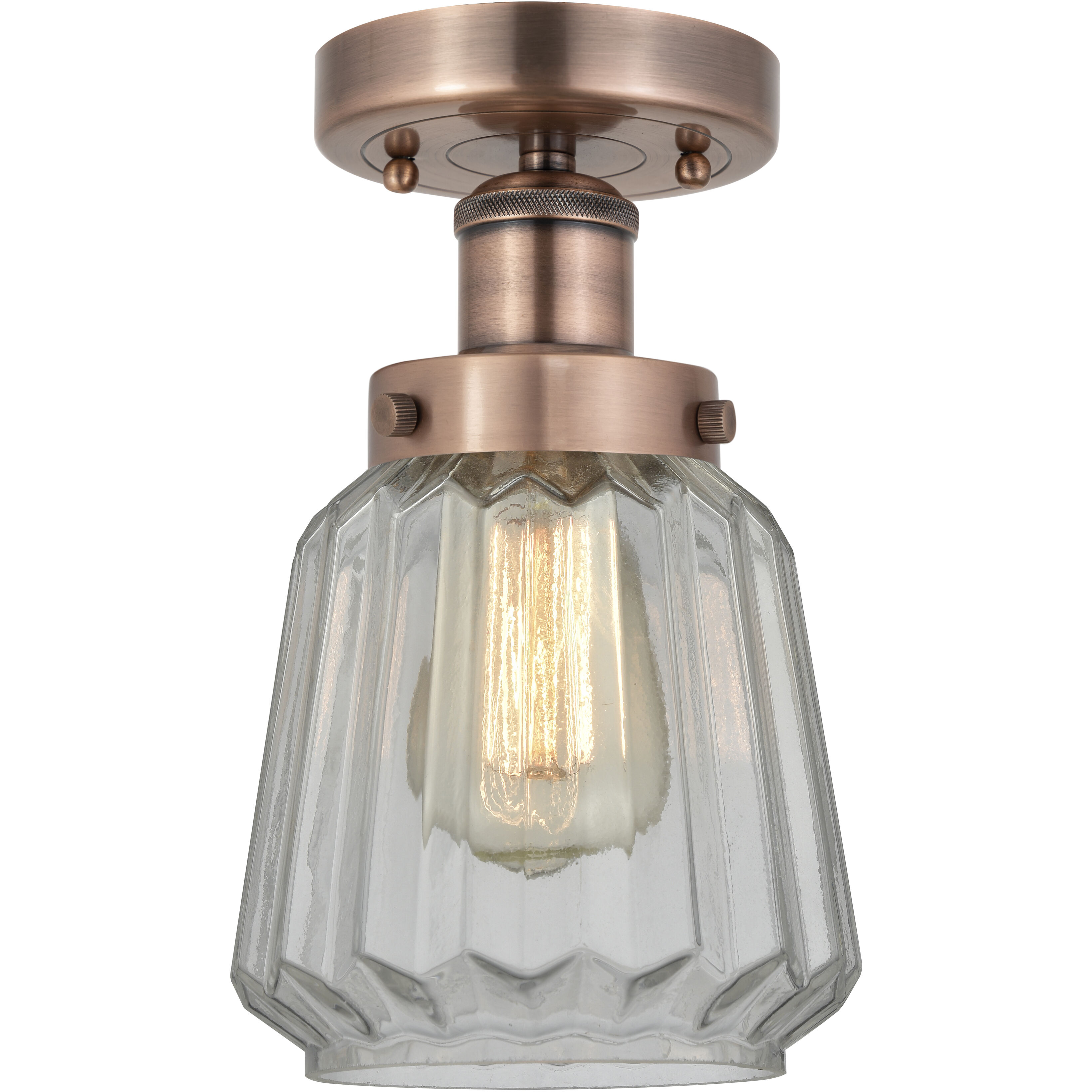 Chatham 1 Light 6.5 inch Antique Copper Semi-Flush Mount Ceiling Light