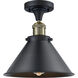 Franklin Restoration Briarcliff LED 10 inch Black Antique Brass Semi-Flush Mount Ceiling Light, Franklin Restoration