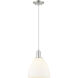 Arcadia Bristol 1 Light 9 inch Brushed Satin Nickel Mini Pendant Ceiling Light in Matte White