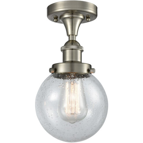 Ballston Beacon 1 Light 6 inch Brushed Satin Nickel Flush Mount Ceiling Light in Seedy Glass, Ballston