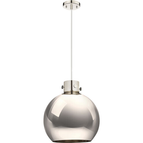 Newton Sphere 1 Light 14 inch Polished Nickel Cord Hung Pendant Ceiling Light