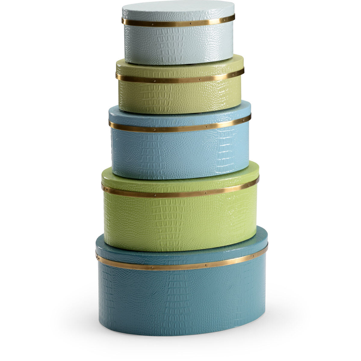 Wildwood 11 inch Teal Oval Boxes, Set of 5