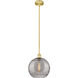 Edison Athens Deco Swirl 1 Light 12 inch Satin Gold Stem Hung Mini Pendant Ceiling Light