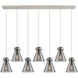 Newton Cone 7 Light 51.75 inch Polished Nickel Linear Pendant Ceiling Light in Light Smoke Glass