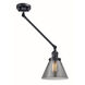 Large Cone 30 inch 100 watt Matte Black Swing Arm Wall Light in Plated Smoke Glass, Franklin Restoration