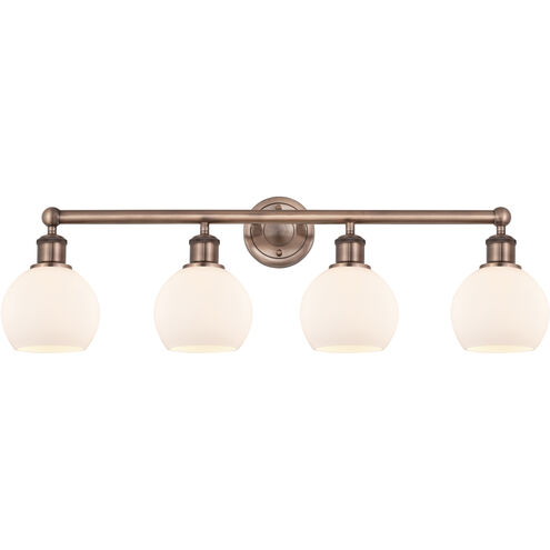 Athens 4 Light 33 inch Antique Copper and Matte White Bath Vanity Light Wall Light