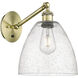 Ballston Bristol Armed Sconce Wall Light in Antique Brass, Seedy Glass