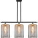 Ballston Cobbleskill 3 Light 36 inch Black Antique Brass Island Light Ceiling Light in Mercury Glass