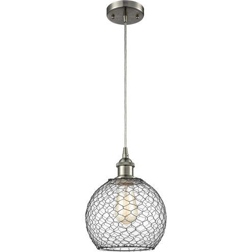 Ballston Farmhouse Chicken Wire 1 Light 8 inch Brushed Satin Nickel Mini Pendant Ceiling Light, Ballston