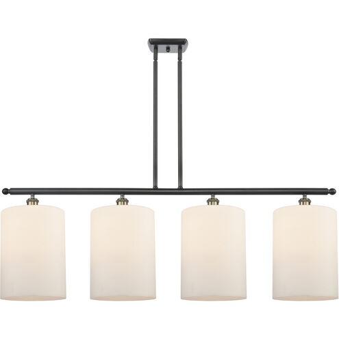 Ballston Cobbleskill 4 Light 48 inch Black Antique Brass Island Light Ceiling Light in Matte White Glass