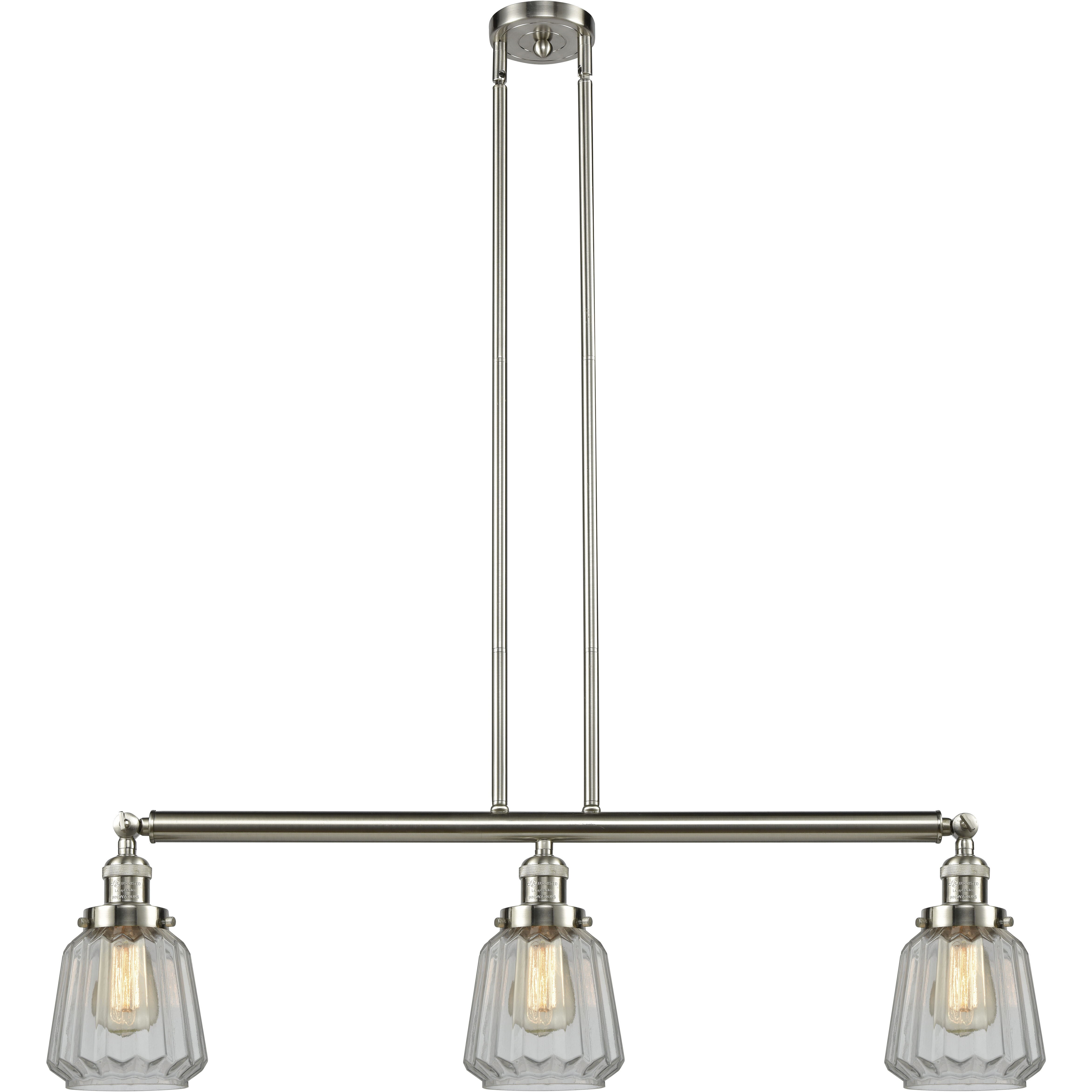 Franklin Restoration Chatham LED 39 inch Brushed Satin Nickel Island Light Ceiling Light in Clear Glass, Franklin Restoration