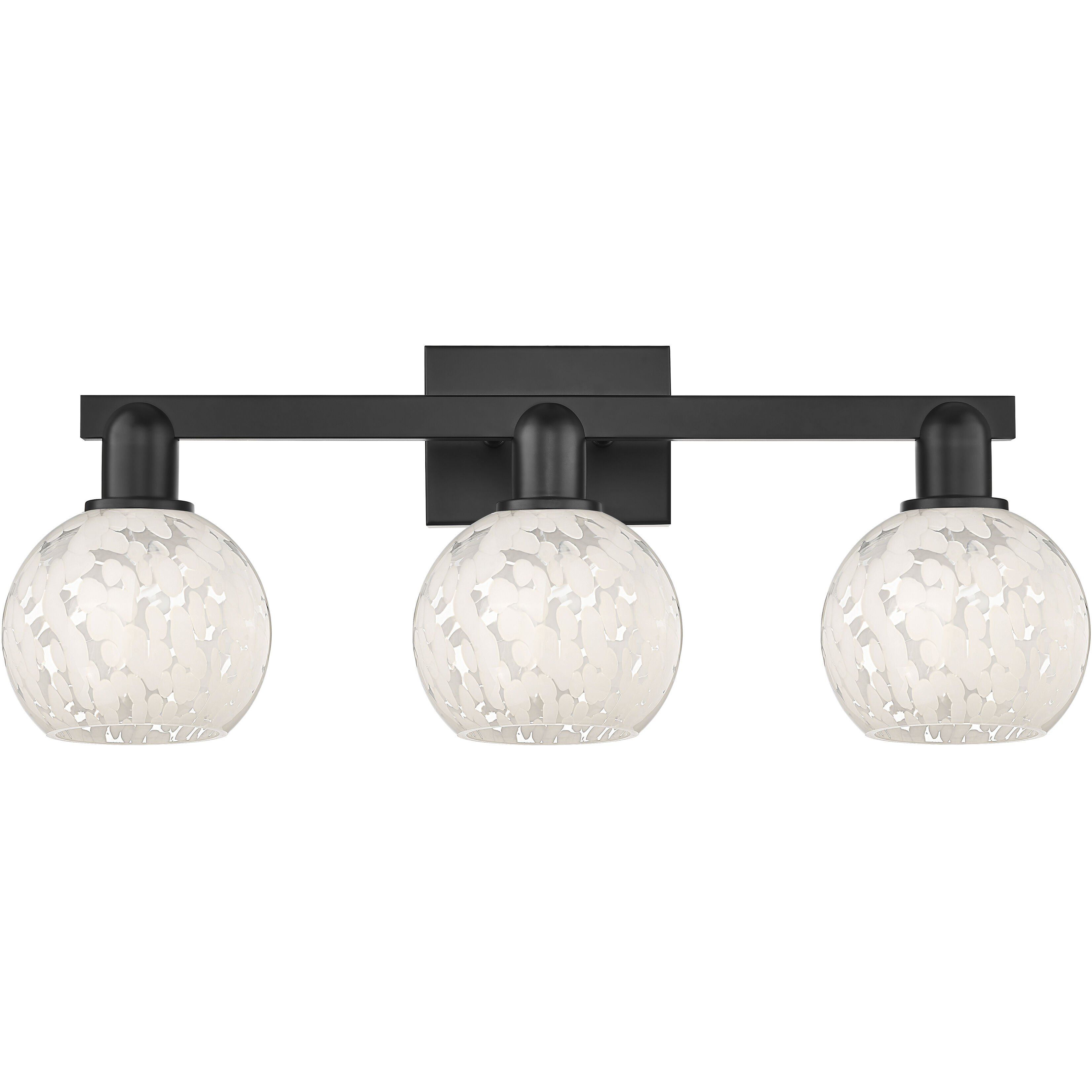 Arcadia White Mouchette 3 Light 25 inch Matte Black Bath Vanity Light Wall Light