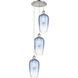 Ballston Brookhaven Flute 3 Light 13.5 inch Polished Nickel Multi Pendant Ceiling Light in Sapphire Blue Glass