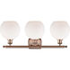 Ballston Athens 3 Light 26 inch Antique Copper Bath Vanity Light Wall Light in Matte White Glass, Ballston