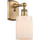 Ballston Hadley 1 Light 5 inch Brushed Brass Sconce Wall Light in Matte White Glass, Ballston