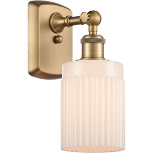 Ballston Hadley 1 Light 5 inch Brushed Brass Sconce Wall Light in Matte White Glass, Ballston