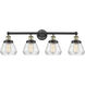 Fulton 4 Light 33.5 inch Black Antique Brass Bath Vanity Light Wall Light in Clear Glass