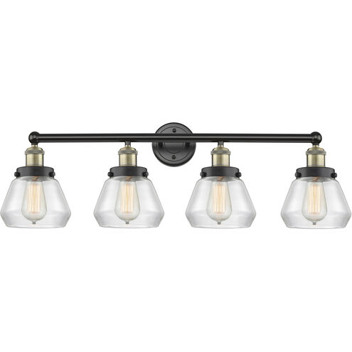 Fulton 4 Light 33.5 inch Black Antique Brass Bath Vanity Light Wall Light in Clear Glass