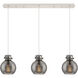 Newton Sphere 3 Light 39.75 inch Polished Nickel Linear Pendant Ceiling Light in Light Smoke Glass