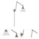 Large Cone 30 inch 60.00 watt Satin Nickel Swing Arm Wall Light, Franklin Restoration