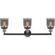 Franklin Restoration Small Bell LED 30 inch Black Antique Brass Bath Vanity Light Wall Light in Plated Smoke Glass, Franklin Restoration