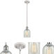 Ballston Caledonia 1 Light 5 inch White and Polished Chrome Pendant Ceiling Light in Mouchette Glass, Ballston