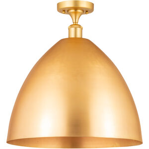 Ballston Plymouth Dome LED 16 inch Antique Brass Semi-Flush Mount Ceiling Light in Matte Blue