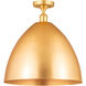 Ballston Dome 1 Light 16 inch Satin Gold Semi-Flush Mount Ceiling Light