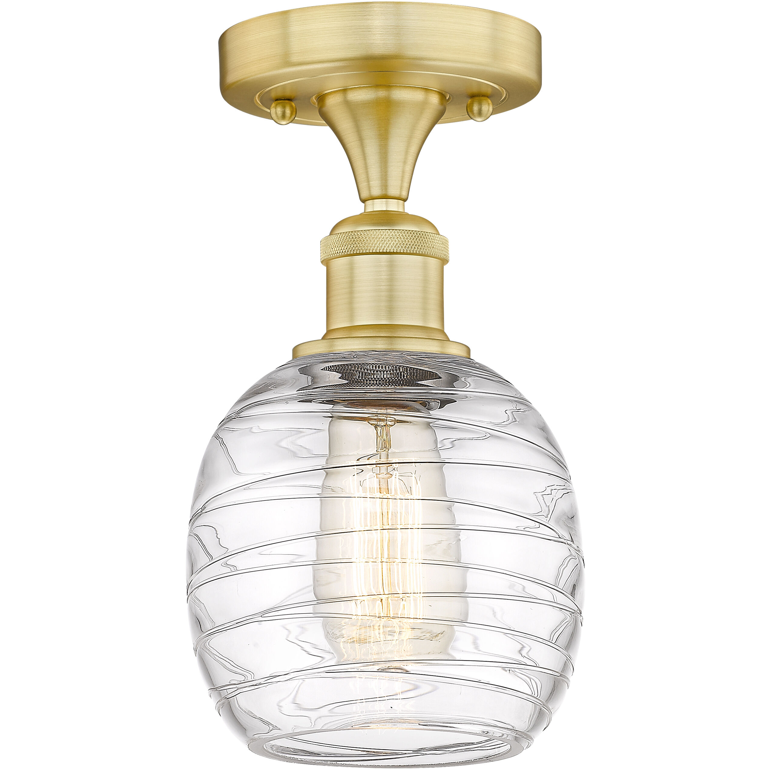 Belfast 1 Light 6 inch Satin Gold Flush Mount Ceiling Light in Deco Swirl, 2.5 lb