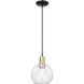 Arcadia Athens 1 Light 8 inch Black Antique Brass Mini Pendant Ceiling Light in Clear