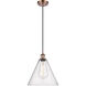 Ballston Cone 1 Light 12 inch Antique Copper Mini Pendant Ceiling Light in Seedy Glass